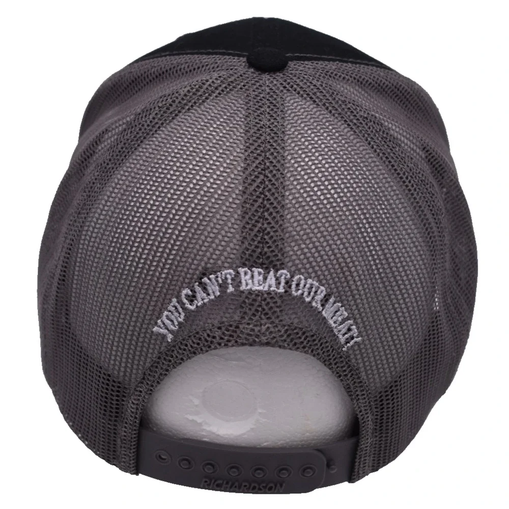 SISTERS MEAT AND SMOKEHOUSE Adjustable Trucker Mesh Hat Cap Adult Black & Gray